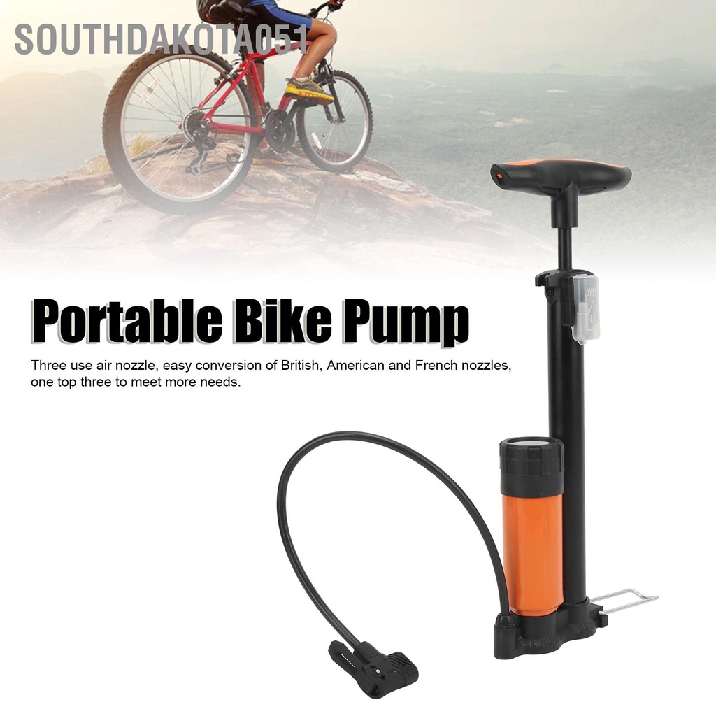 [Hàng HOT] Bơm xe đạp xe máy Di Động dùng tay Kèm Đồng hồ đo áp suất Tiện Dụng【Southdakota051】