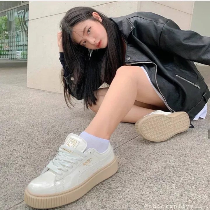 Giày thể thao Sneakers 𝐏𝐮𝐦𝐚 nữ,𝐏𝐮𝐦𝐚 đế nâu da bóng