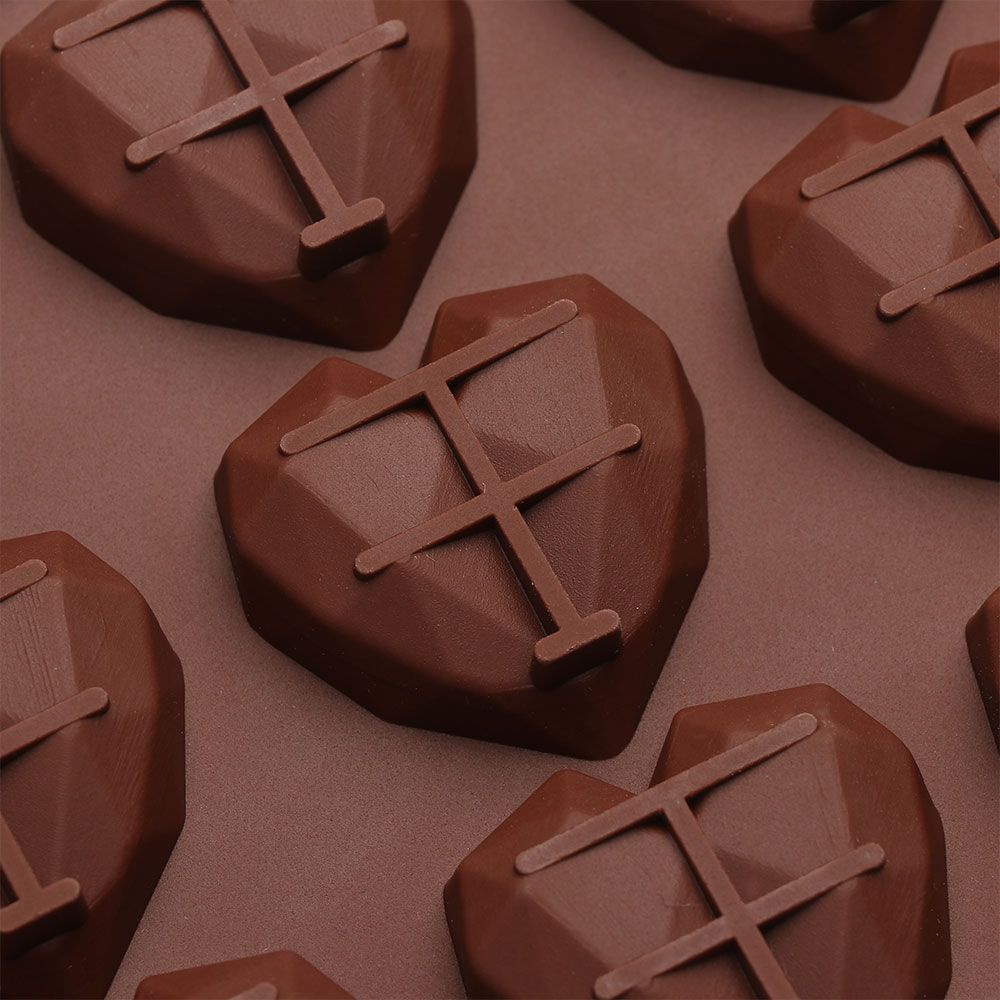Khuôn silicone tạo hình làm bánh kẹo hình trái tim kim cương 3D 15 ngăn