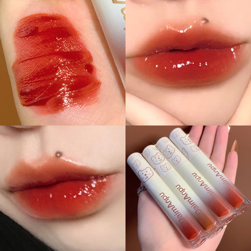 [Hàng Mới Về] Son Bóng Trang Điểm Chuyên Nghiệp Lâu Trôi Thiết Kế Vỏ Hình Gấu Dễ Thương