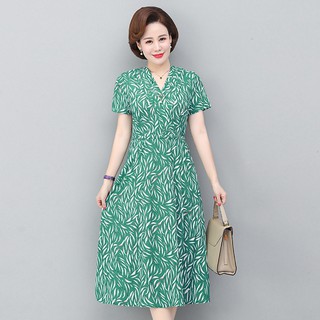 Đầm trung niên hoa nhí chất cotton thoáng mát có ảnh thật