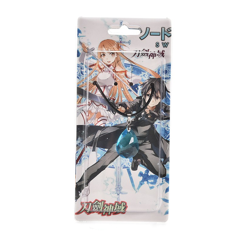 {factoryoutlet} Cosplay Light blue Crystal Necklace for Sword Art Online SAO Kirito Asuna adover