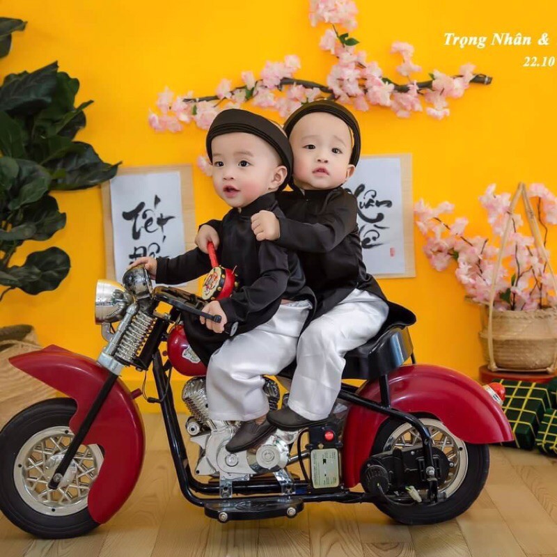 Áo dài ông đồ cho bé kèm khăn đóng
