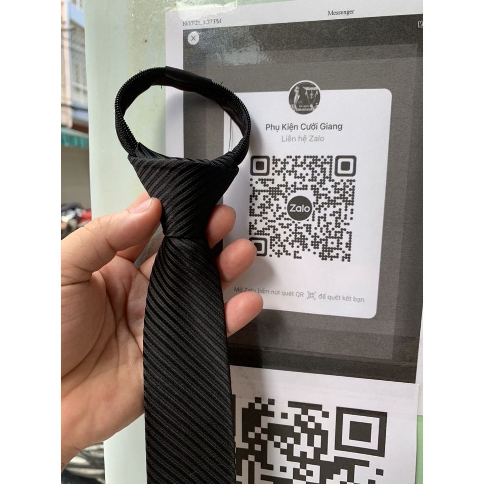 [HCM] Cà vạt nam thắt sẵn dây kéo 5cm màu đen kẻ mẫu mã 2021 thanh niên TP HCM Giangpkc CVVH5CMDK