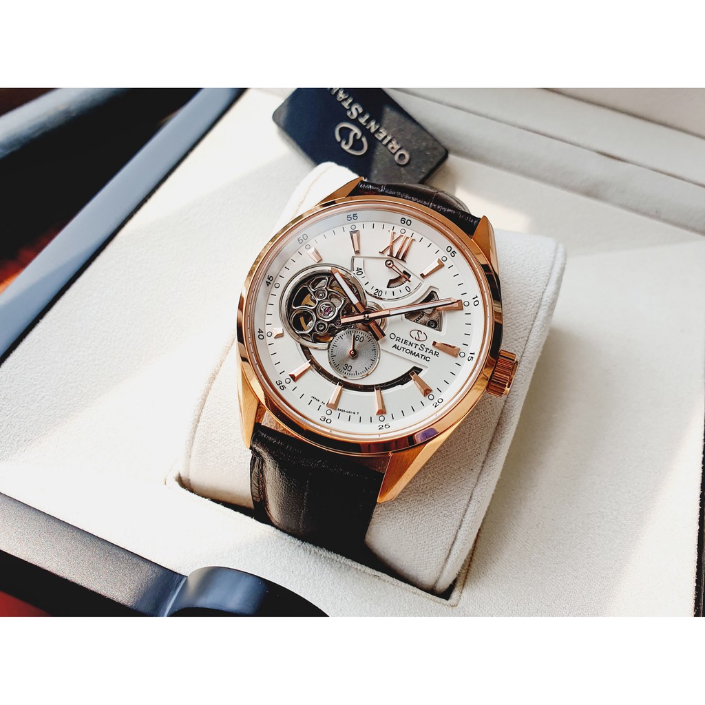 Đồng hồ nam chính hãng Orient Star Skeleton SDK05003W0 Mặt Kính Sapphire, Máy Automatic, dây da