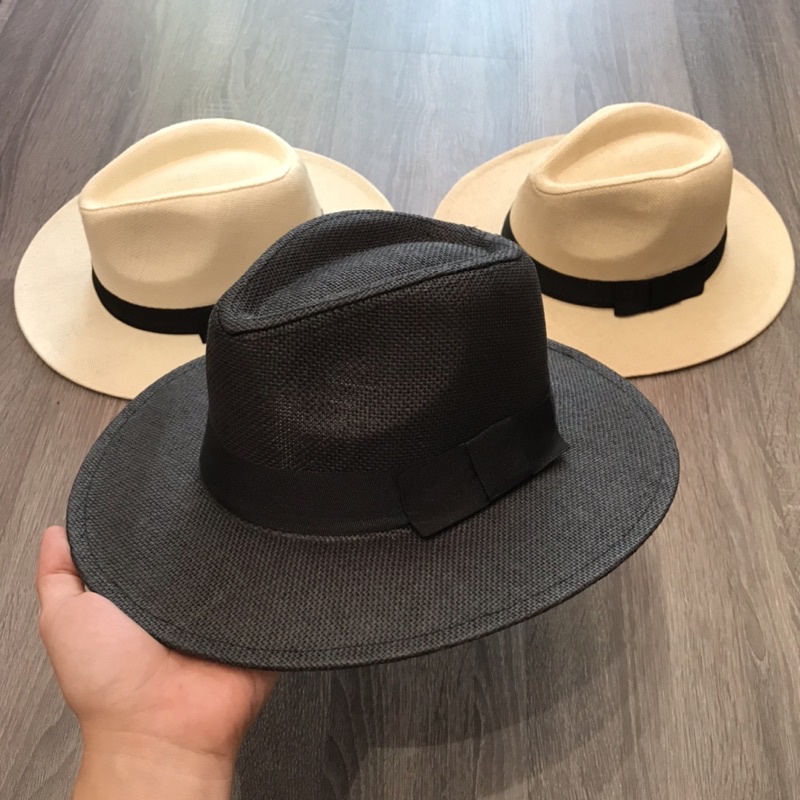 Mũ Nón Panama Cói Giấy Vành Cứng 8cm