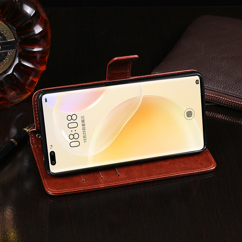 Bao da điện thoại dạng ví bằng da PU có khóa từ tính cho Huawei Nova 8 Pro