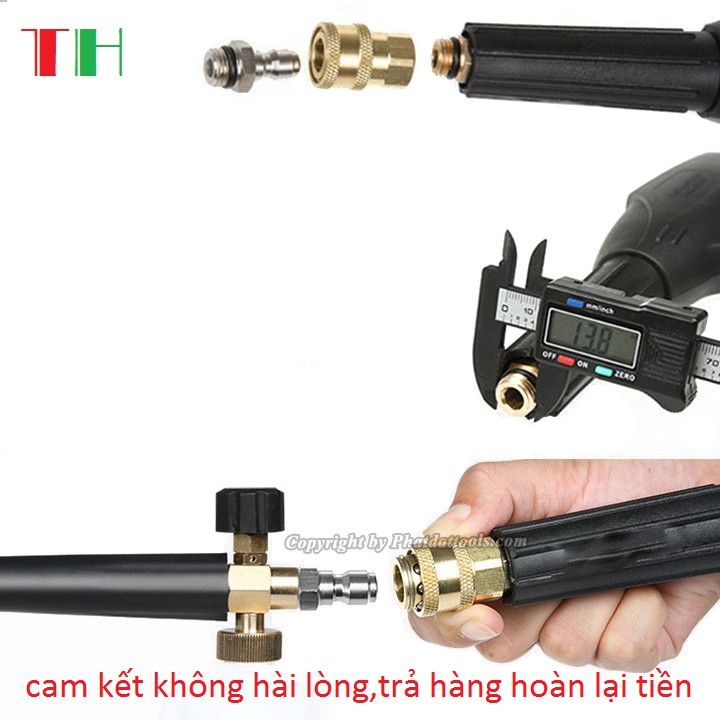 Bình Phun Bọt Tuyết+Súng Xịt Rửa Xe Cho Máy Rửa Xe (súng ren 22mm + bình bọt tuyết 1 lít )