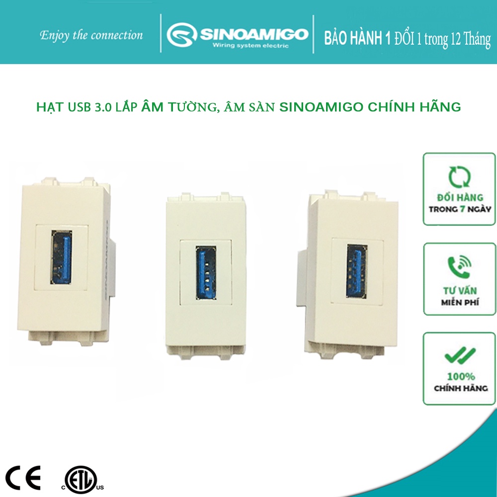 Ổ cắm USB 3.0 lắp âm tường ,âm sàn P21-USB Sinoamigo chính hãng