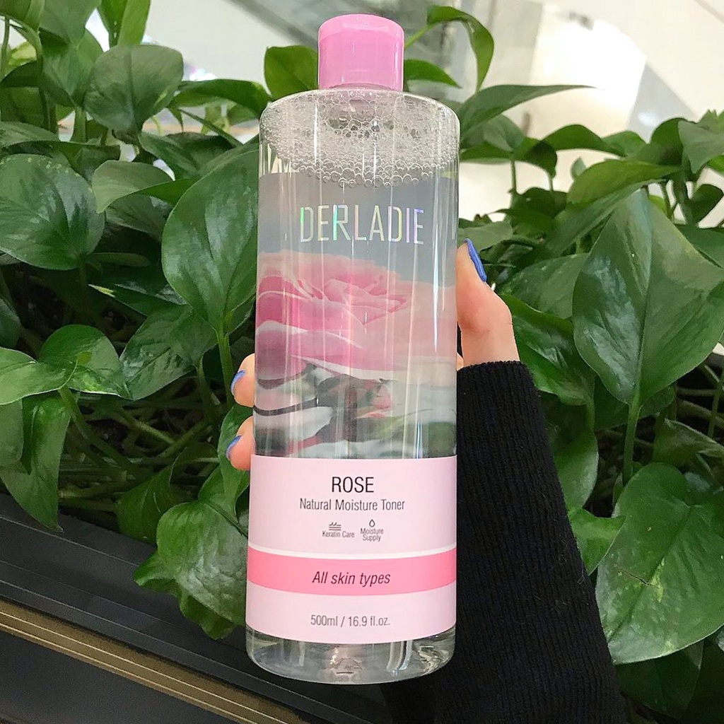 Nước Hoa Hồng/Nước Tẩy Trang Derladie 500ml (Witch-Hazel, Lavender, Rose - Cleansing Water)