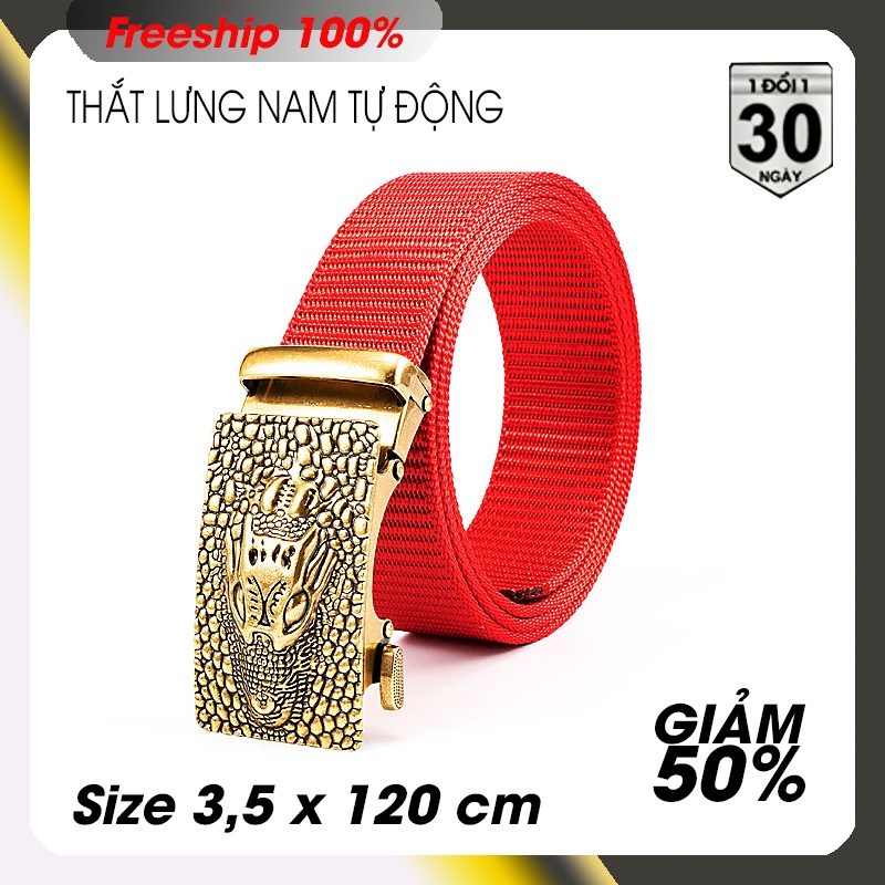 Thắt lưng nam tự động cực đẹp - đồng giá 99k - Hình đầu cá sấu - Khóa kim loại - dây vải dù phượt - Nhiều màu - Kèm