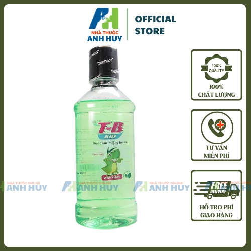 Nước Súc Miệng Trẻ Em TB - Kid, Nước Súc Miệng Trắng Răng Không Cay Làm Sạch, Thơm Miệng Cho Em bé Chai 250ml