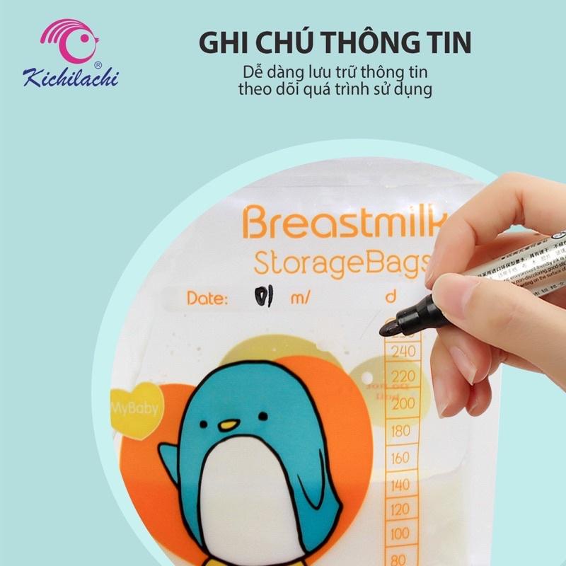 Túi Trữ Sữa Kichilachi 100ml - 250ml -cảm Biến Nhiệt Độ, Có Khóa Zip Chắc Chắn Chống Rò Rỉ - LoKi
