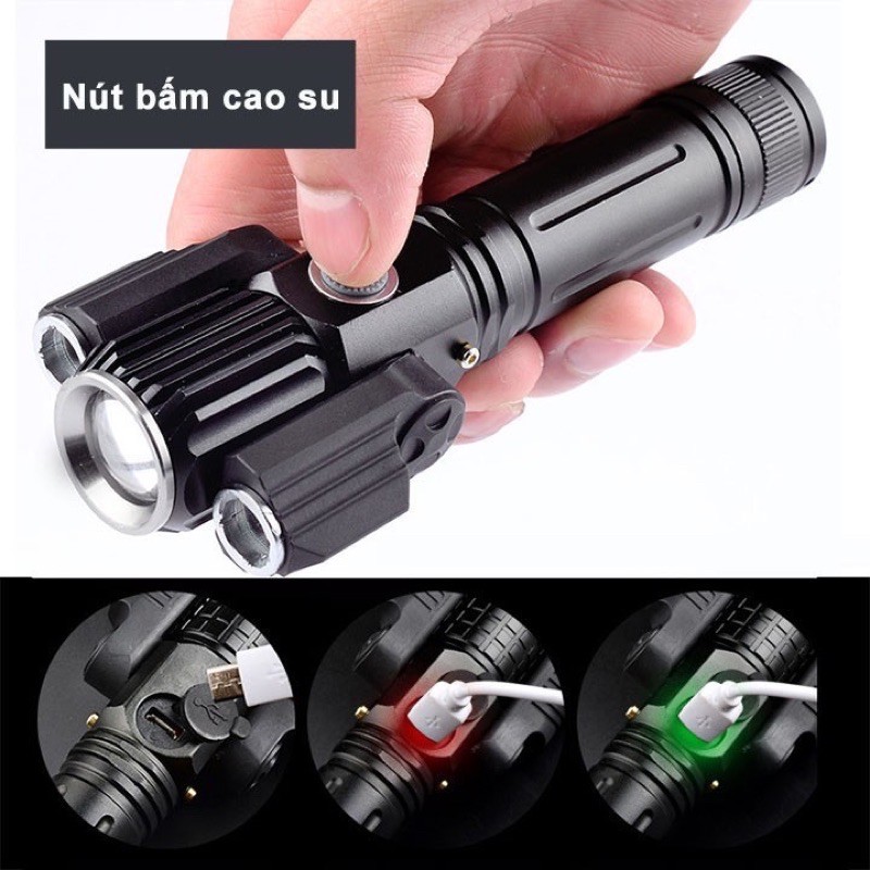 Đèn Pin Cầm Tay 3 Bóng Xoay 360 Độ Siêu Sáng [TẶNG PIN VÀ CỦ SẠC] [Miễn Phí Vận Chuyển khi đơn đạt 200K]