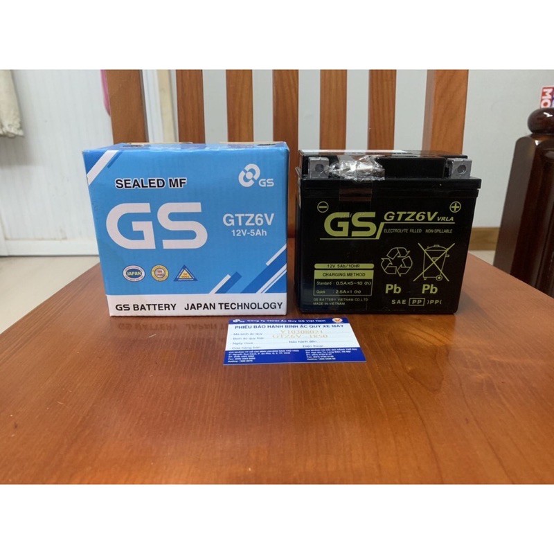 BÌNH Ắc QUY KHÔ GS GTZ6V 12V- 5.0Ah -KT( mm)112* 70*105