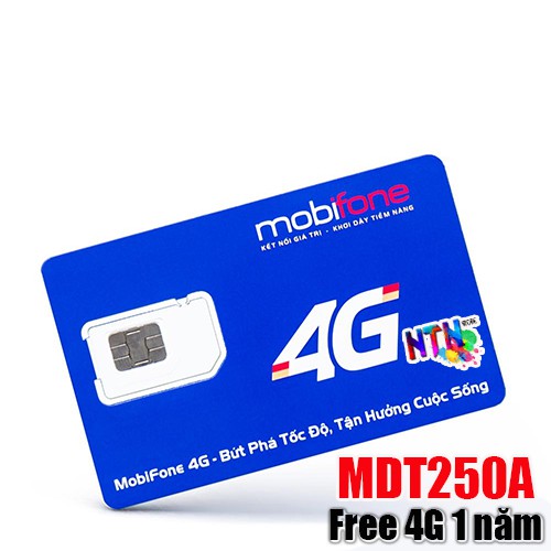 Sim 4G Mobifone trọn gói 1 năm không nạp tiên Mdt250a ( 4GB/ Tháng x 12 tháng ) và DTHN (10 Tỷ gb tốc độ cao 5mb)