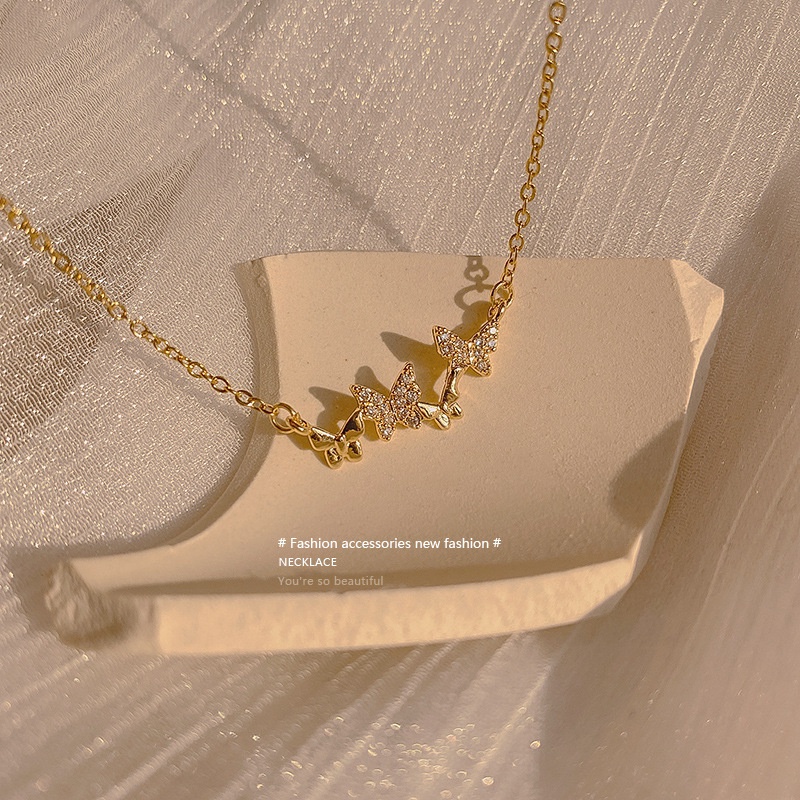 Bộ Vòng cổ Mặt Hình Bướm Nhỏ Đơn Giản Sang Trọng Cho Nữ