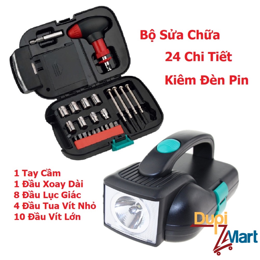 Bộ Dụng Cụ Sửa Chữa 24 Chi Tiết Kèm Đèn Pin Đa Năng Tiện Lợi - Hộp Dụng Cụ Cầm Tay Nhỏ Gọn Tua vít Sửa Chữa Đa Chức Năng