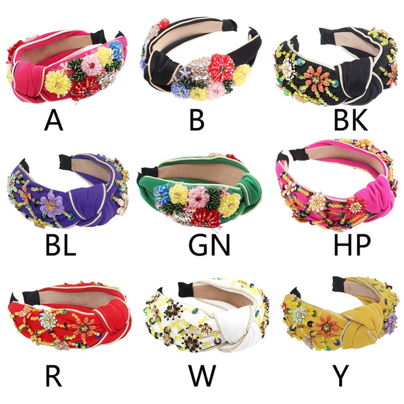 Băng Đô Cài Tóc Bản Rộng Bằng Kim Loại Pha Lê Họa Tiết Hình Học Thắt Nút Phong Cách Bohemian Cổ Điển