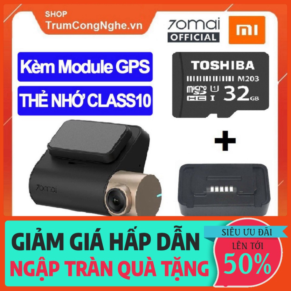 SĂN SÊU MÂY BÀ ƠI Camera hành trình Xiaomi 70mai Lite - Kèm Module GPS Và Thẻ nhớ 32GB - Phiên Bản Tiếng Anh SĂN SÊU MÂY