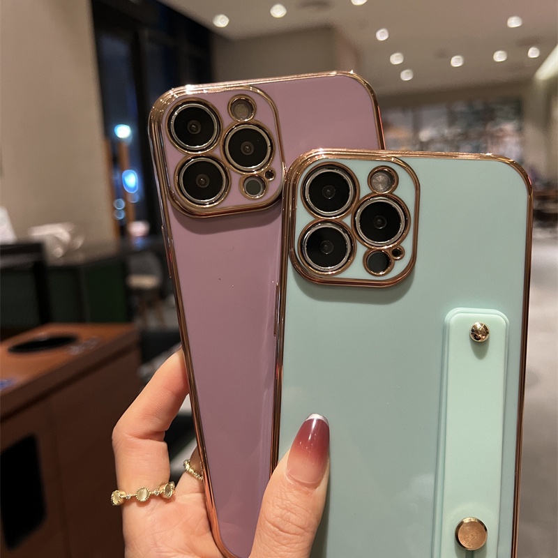 Ốp Điện Thoại Mềm Mạ Điện Có Dây Đeo Cho iPhone 13 Pro Max 12 11 XS Max XR X 7 8 Plus