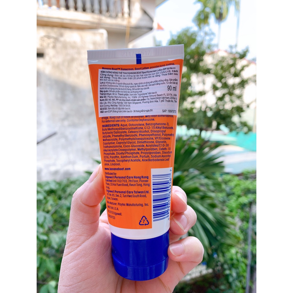 [USA Date 05/2024] KEM CHỐNG NẮNG BANANA BOAT SPORT  SPF50 90ML