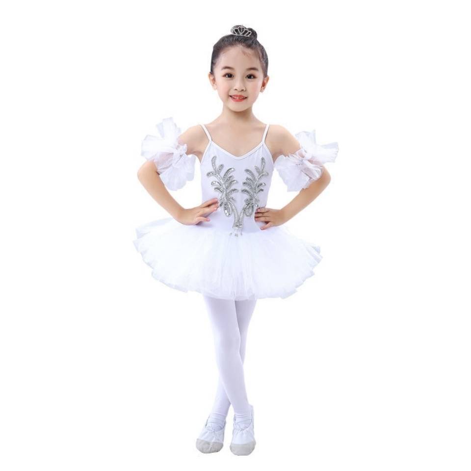 * * M Váy Múa Ba Lê Màu Trắng Hình Thiên Nga Nhỏ cho Bé Gái