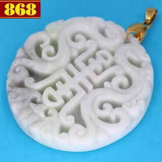 Mặt dây chuyền ngọc bội cát tường 5 cm trắng
