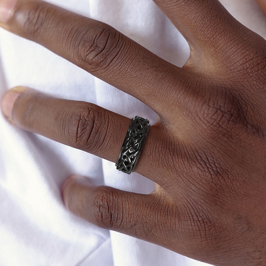 Nhẫn Đeo Tay 8mm Màu Đen / Bạc Bằng Thép Không Gỉ Phong Cách Viking Dành Cho Nam