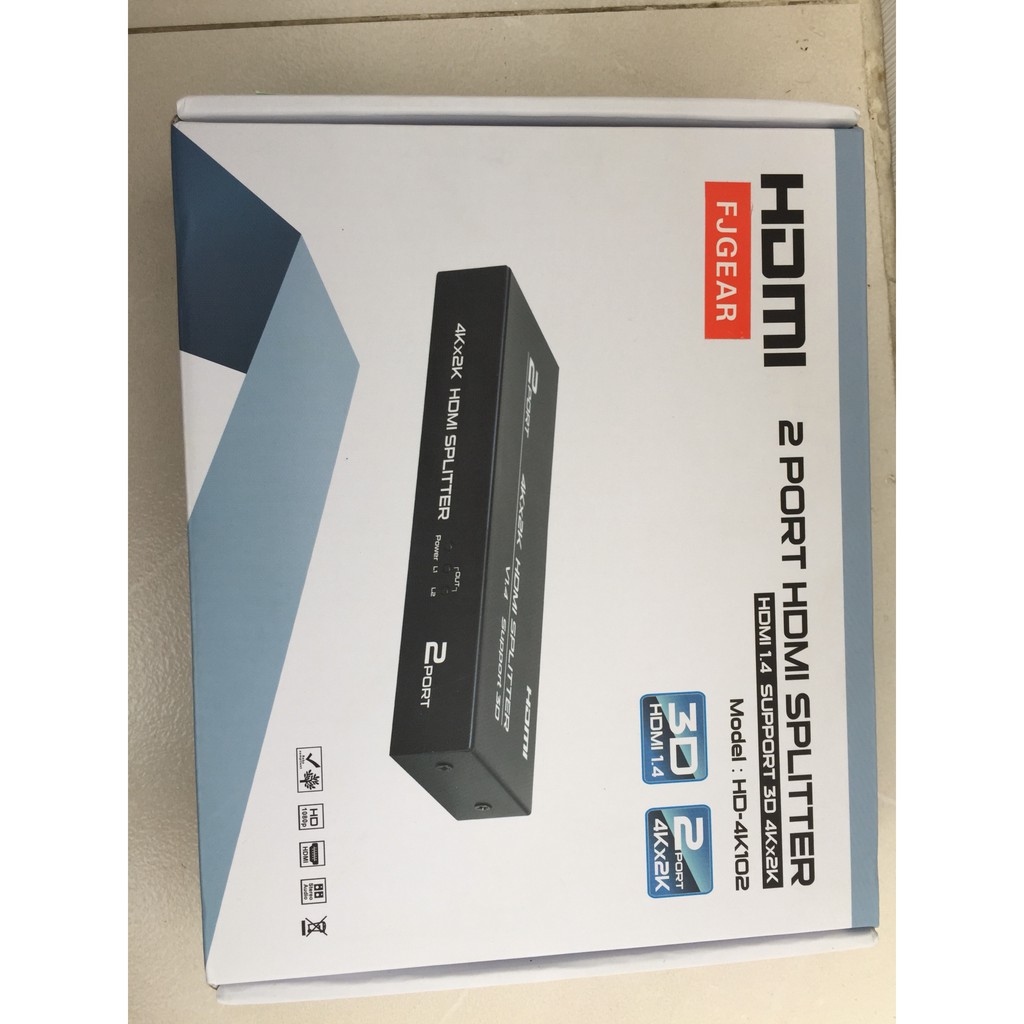 Bộ chia màn hình HDMI 1 ra 2 FJGEAR HD-4K102 (chia 1 Cpu ra 2 màn hình qua cổng HDMI)