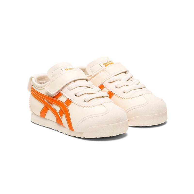 🔥 【Sẵn sàng chứng khoán onitsuka Tiger Mexico Giày trẻ em 66 Giày thể thao Velcro Trượt trên giày dép trẻ em màu cam Giày thể thao dễ chịu thoải mái Bảo vệ chân mềm Giày trẻ em Big Kids Boy Giày thể thao