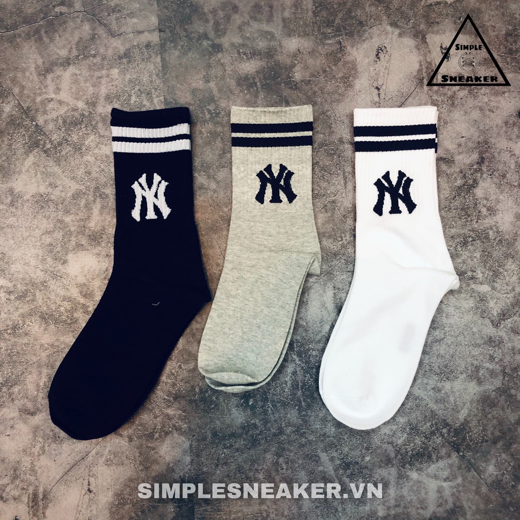 Vớ Cổ Cao Hàn Quốc NY FREESHIP Tất Cổ Cao Phối Giày - Newyork Yankee Sọc Ngang Hàng Cao Cấp