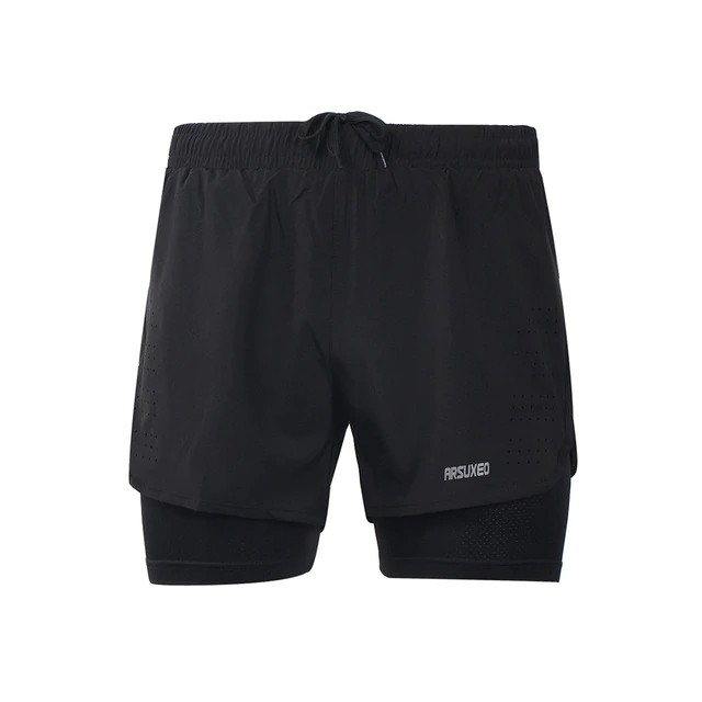 Quần Short Chạy Bộ Có Lớp Lót Unisex Arsuxeo B179