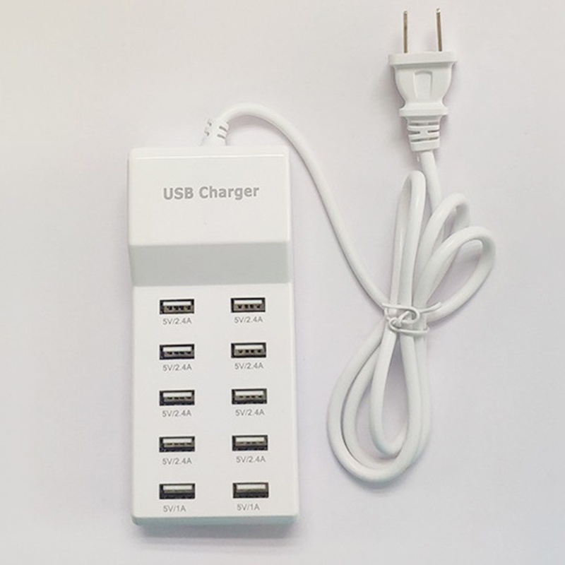 Adapter Sạc Nhanh 10 Cổng USB 5V 2 4A 1A Cho Điện Thoại Android PC