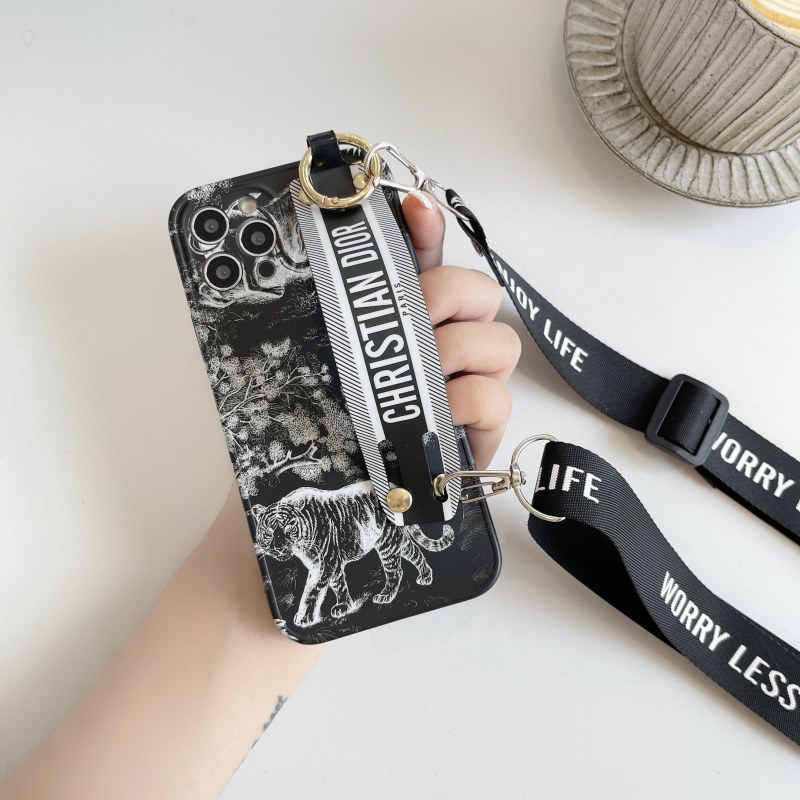 Ốp Điện Thoại IMD Họa Tiết Hoa Có Dây Đeo Cho IPhone 12 Pro Max X XS Max XR 8 7 Plus 11 14 Pro Max