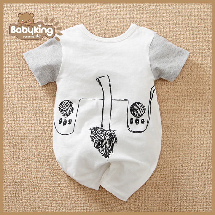 BodySuit,áo liền quần dễ thương ngắn tay kiểu sư tử cho bé (3037),cotton 100%, thương hiệu Aiueo Nhật Bản.