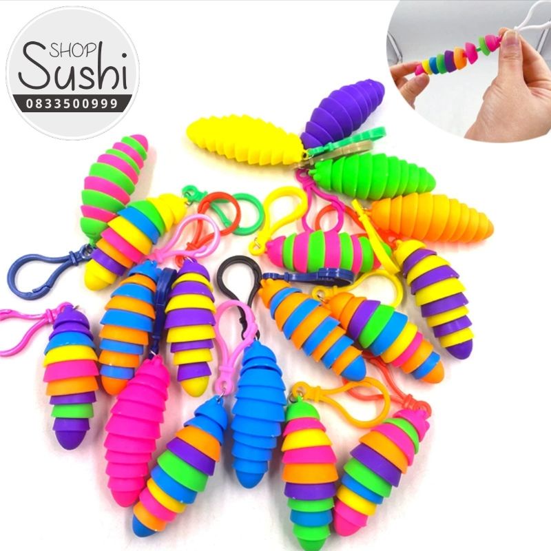 Móc chìa khóa hình con sâu nhiều màu