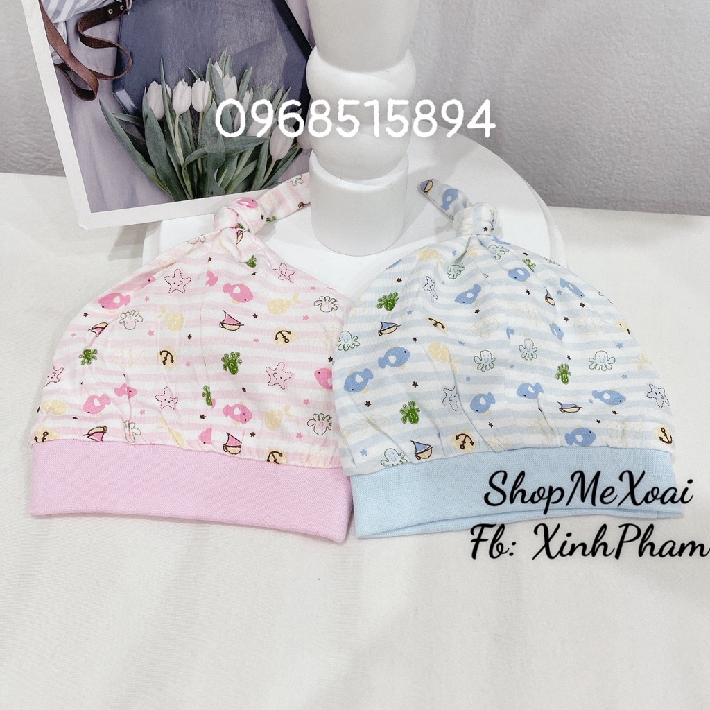 Mũ Sơ Sinh Che Thóp 2  Lớp Hiệu TomMi Cho Bé Size Newborn