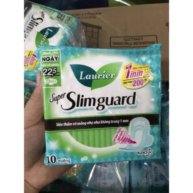 Băng vệ sinh Laurier Super Slimguard ban ngày 10 miếng siêu mỏng cánh(22,5cm)