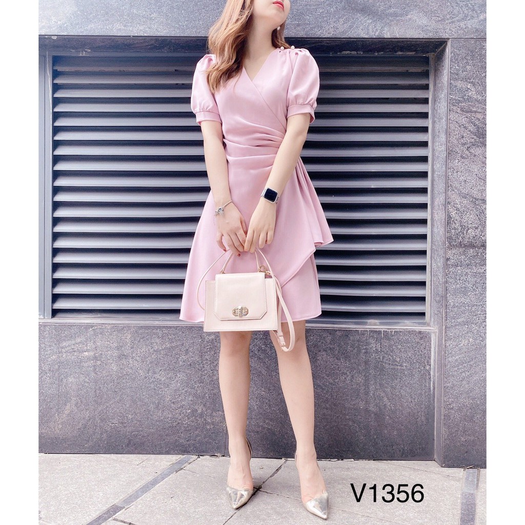 Váy hồng xòe nhún eo V1356 - DOLCE VIVA COLLECTION