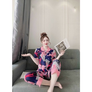 Đồ bộ piama vải lụa hàn cổ sen size dưới 58 kg