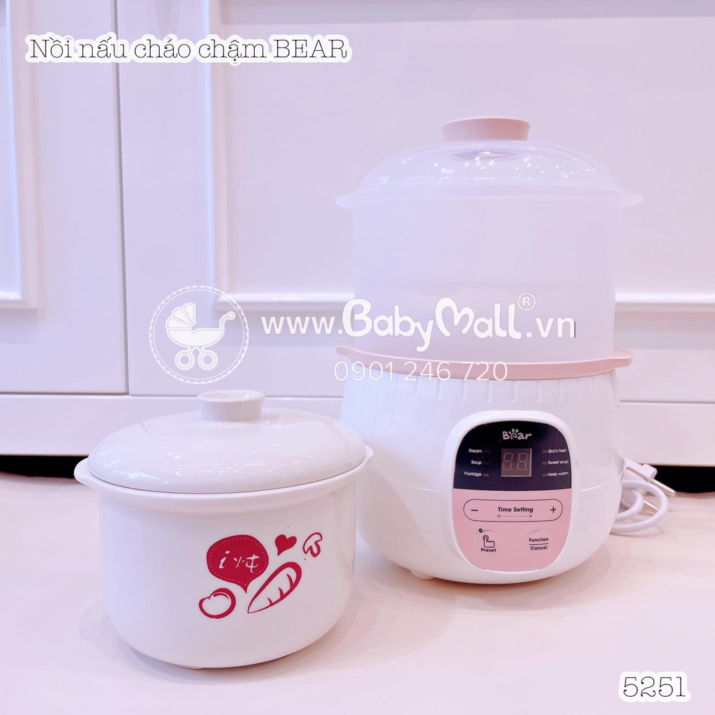 Nồi nấu chậm cách thủy 0.8L Bear SUBE001 - Bản Quốc Tế Tiếng Anh - Hàng chính hãng