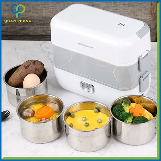 Hộp Cơm Điện Đa Năng Hâm Nóng Và Tự Nấu Chín Thức Ăn Với 4 Ngăn Inox