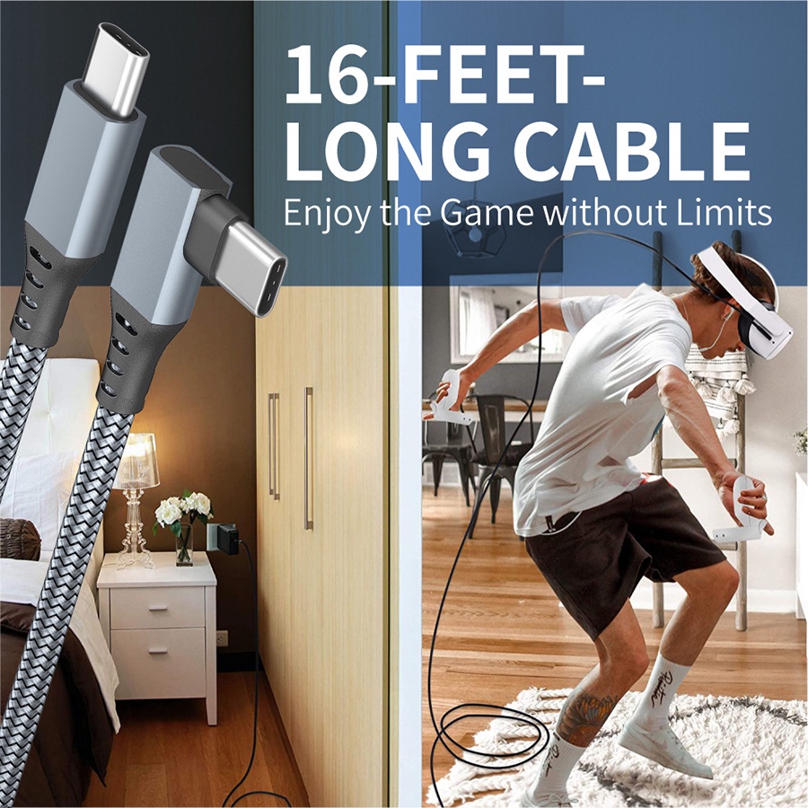 Dây Cáp Sạc Nhanh Kết Nối 2 M/5M/6M 16FT Oculus Quest USB3.2 Gen1 USB-C