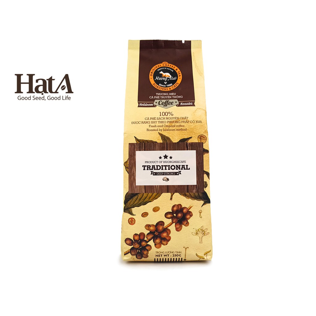 Cà phê rang xay Hương Mai Cafe Traditional Deep Strong 100% nguyên chất đậm đà hương vị truyền thống 250gr