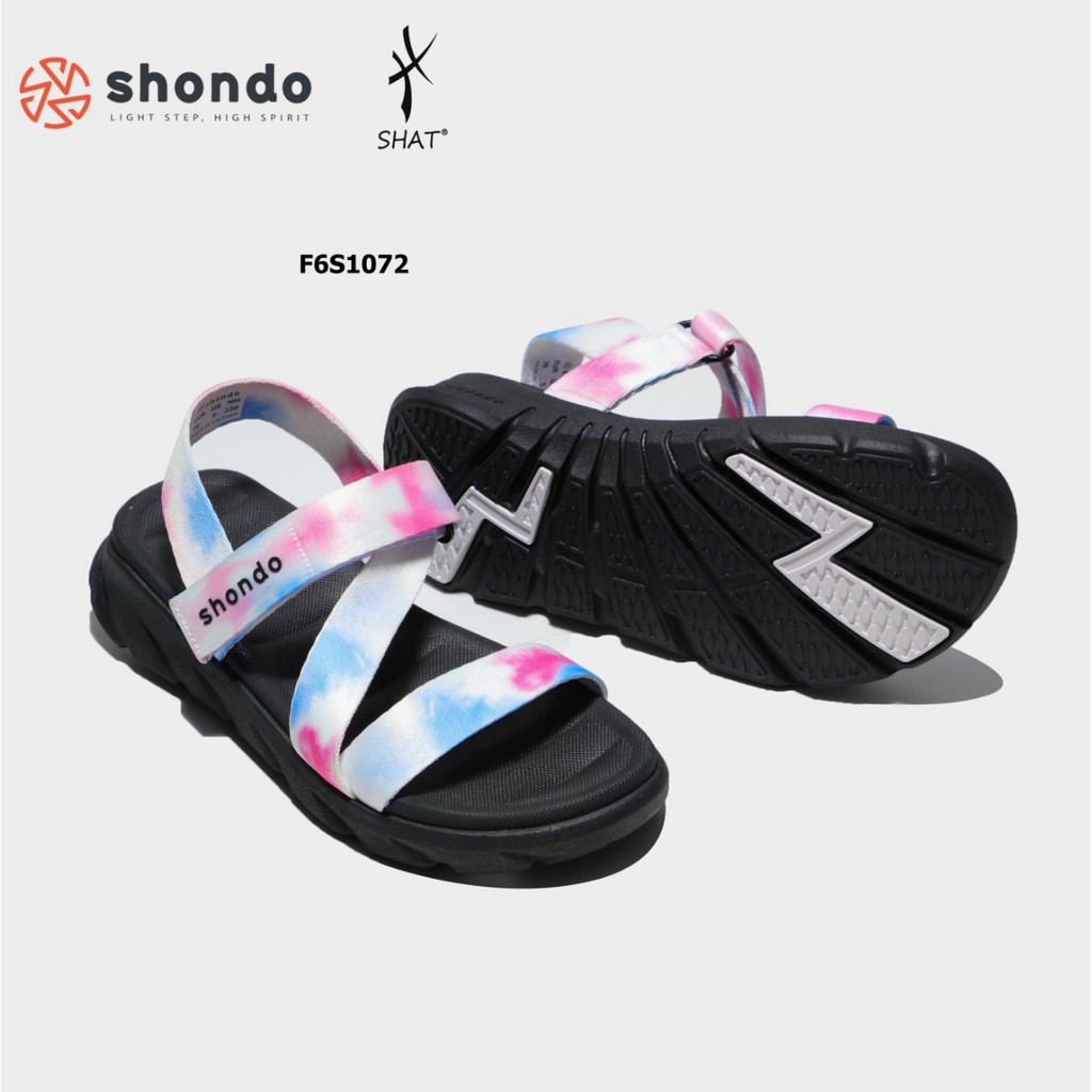 Giày Sandal Nữ Shondo F6 Sport Loang Khói Xanh Hồng F6s1072