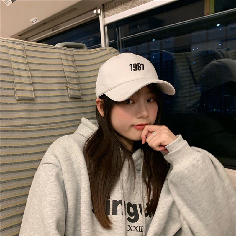 Mũ Lưỡi Trai Mềm Màu Trơn Thêu Chữ Phong Cách Hàn Quốc Thời Trang Xuân Hè Cho Cặp Đôi