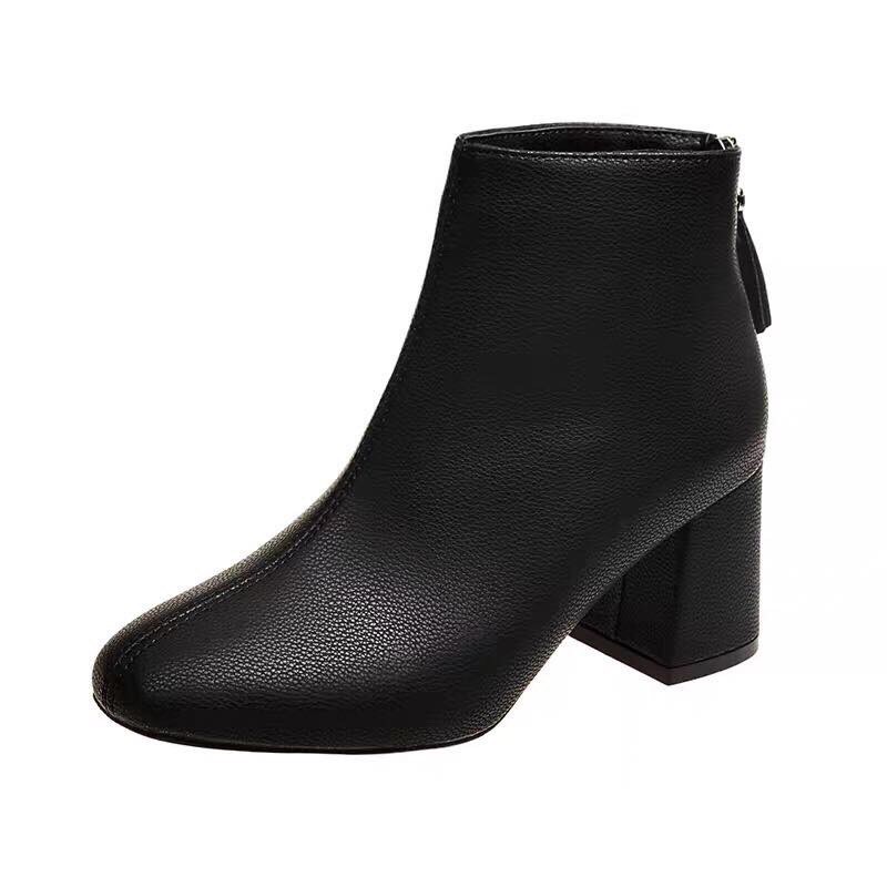 Boot Da Gân Giữa Gót Vuông Khoá Sau (02 Màu) cực HOT HIT | BigBuy360 - bigbuy360.vn