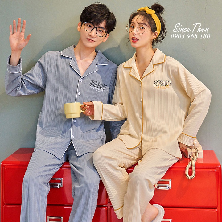 Pyjama đôi nam nữ dài tay hình gấu cute, đồ ngủ đôi nam nữ đẹp (Hàng có sẵn) - Since Then