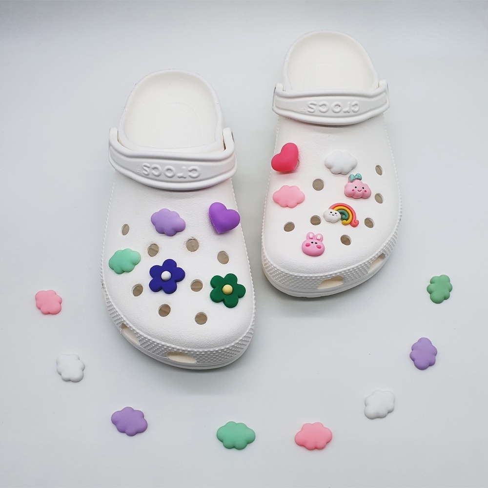 [Deco] Phụ Kiện Trang Trí Giày Crocs Màu Pastel (Trắng / Xanh Lá / Hồng / Tím) Dễ Thương Diy